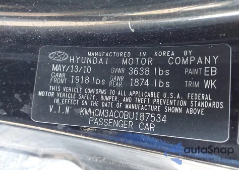 2011 Hyundai Accent Gs из США, поврежденный, VIN KMHCM3AC0BU187534